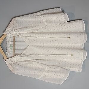 Jade by Melody‎ Tam Cream Gold Top Dressy Coastal Office Summer Preppy Ricoco XS